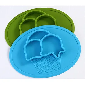 2020 Ice Cream Food Grade Silicone Baby Plate; suction baby plate