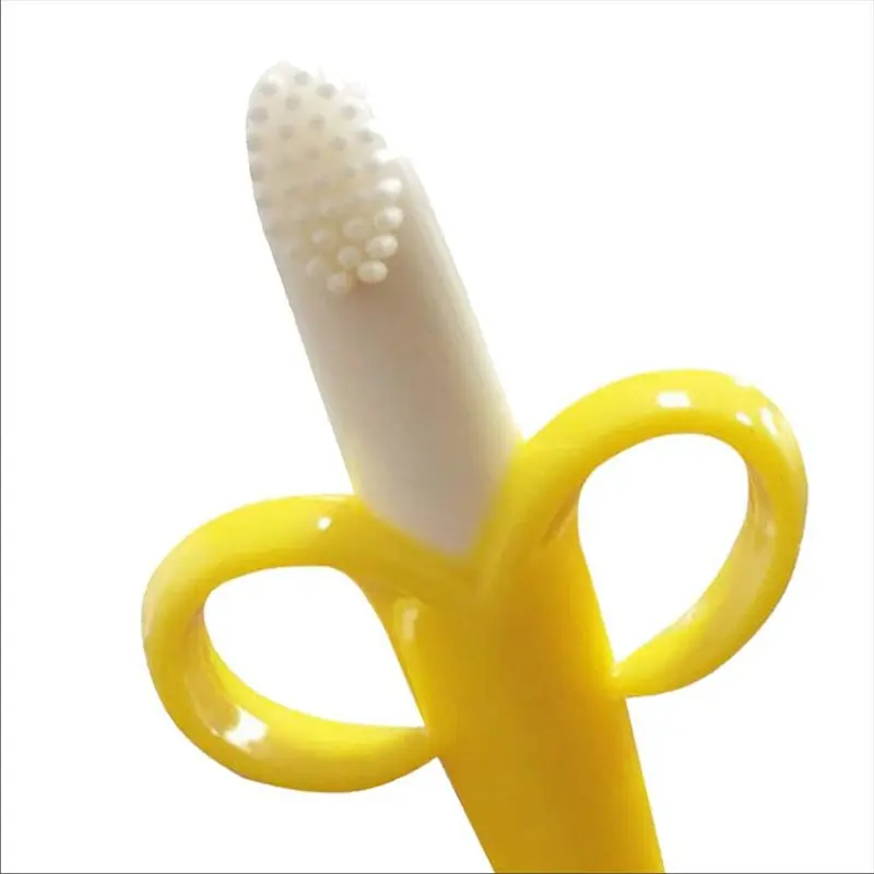 Banana Infant Training Toothbrush Yellow Silicone Baby Teether