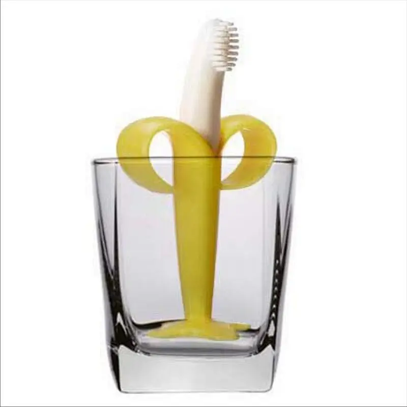 Banana Infant Training Toothbrush Yellow Silicone Baby Teether