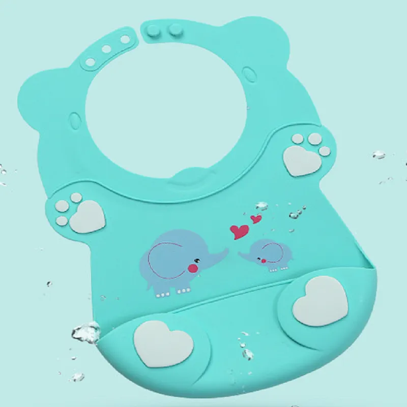 FDA Soft Kids Silicone Baby Bib Feeding Baby Bibs with pocket