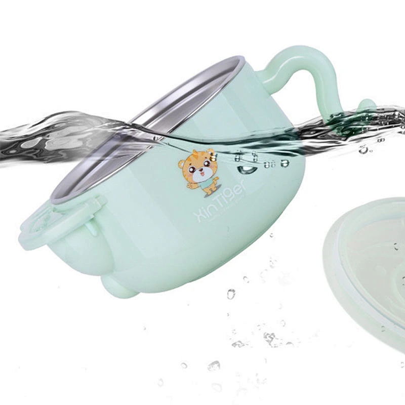 304 stainless steel Food grade silicone  suction cup bowl for baby