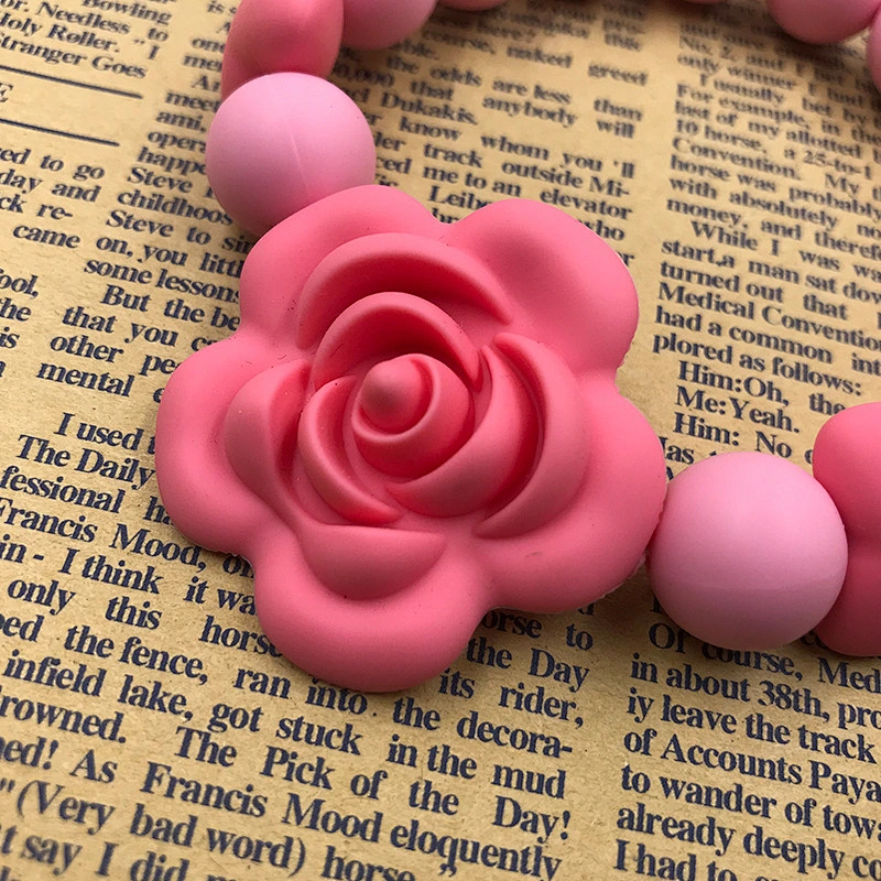 Safety and environmental protection bead bracelet tooth gel  rose bracelet baby molars tooth silicone beads baby teether