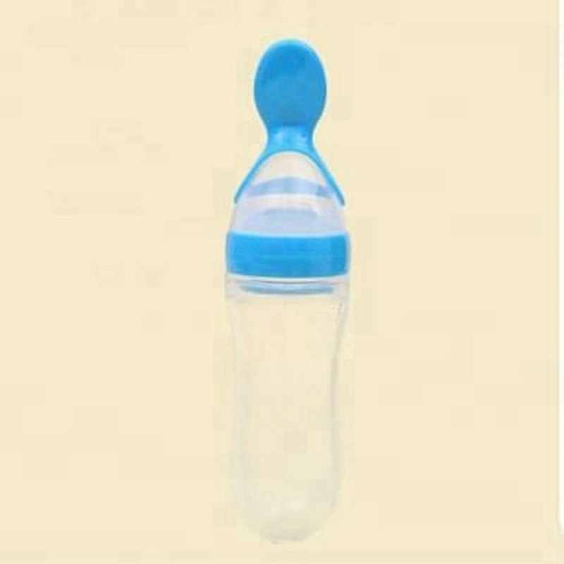BPA free silicone squeeze bottle spoon baby food feeder