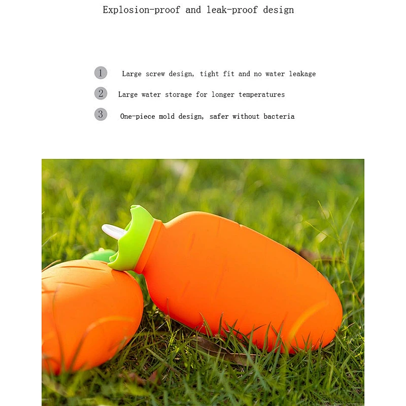 2020 Amazon top sellers waterproof and explosion-proof shape cute carrot hot water bottle for baby amd mother for keeping warm