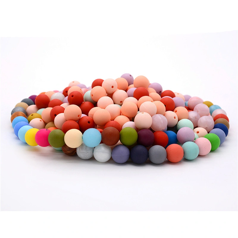 Amazon top sellers BPA free safe soft 12MM bead molars chewable silicone round beads DIY necklace jewelry accessories  for baby