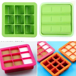 9 grids   Microwavable silicone   baby food  storage  containers box bpa free