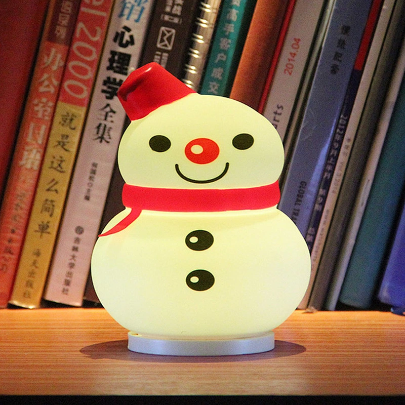 2020 new product colorful christmas light silicone snowman night light charging  for baby for sleeping