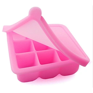 9 grids   Microwavable silicone   baby food  storage  containers box bpa free