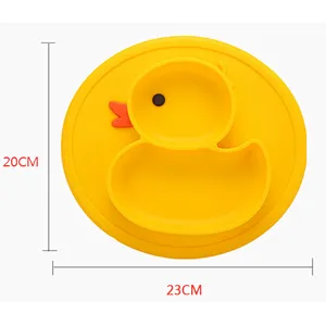 Yellow duck food-grade silicone baby plate;silicone baby placement