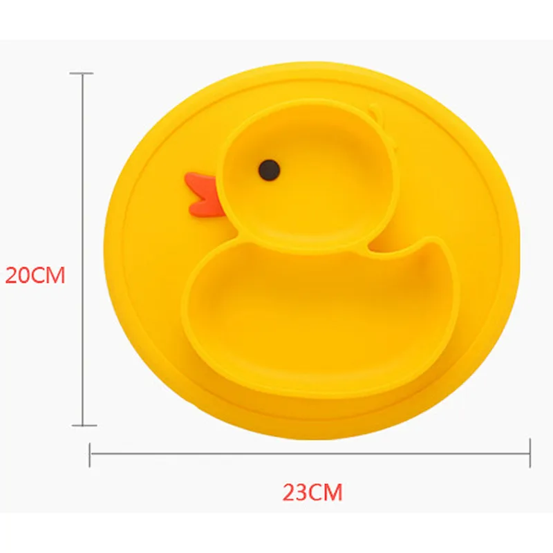 Yellow duck food-grade silicone baby plate;silicone baby placement