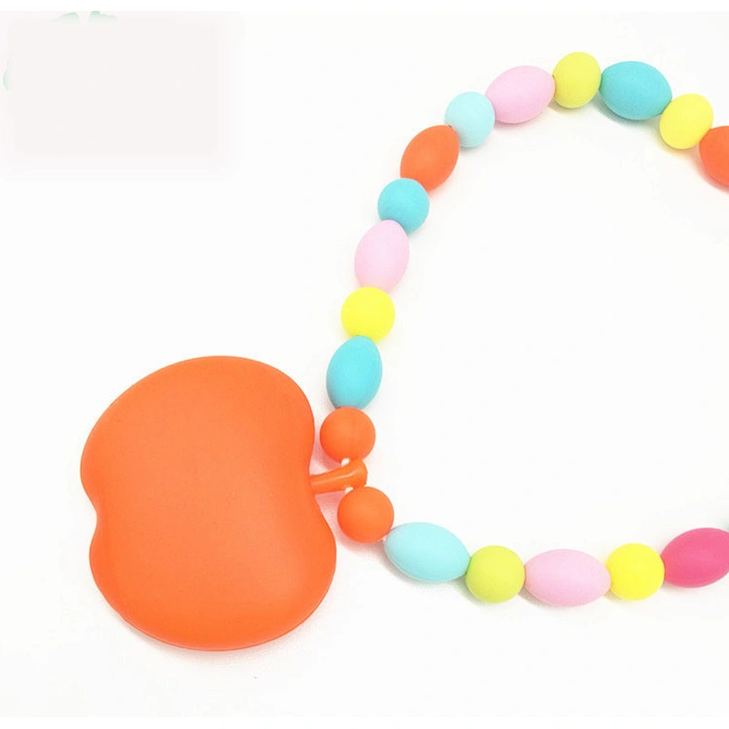 latest design african beads  chew necklace Teether Silicone Teething Beads Chew Necklace Bracelets cord Wholesale custom