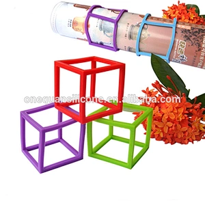 2020 new products custom printed colored thick rubber bands in 3d cube shape