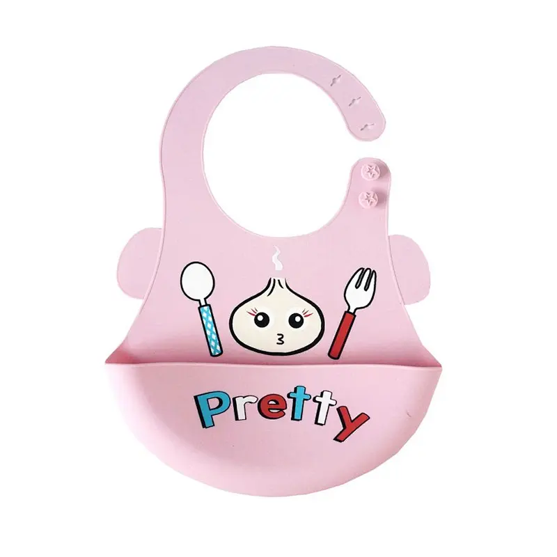 Hot Selling custom  silicone baby feeding soft bib with pocket