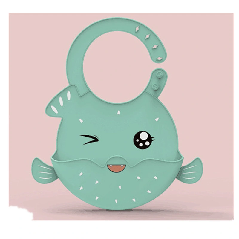 Hot selling 3d organic silicone baby printed bibs with sea animal shape
