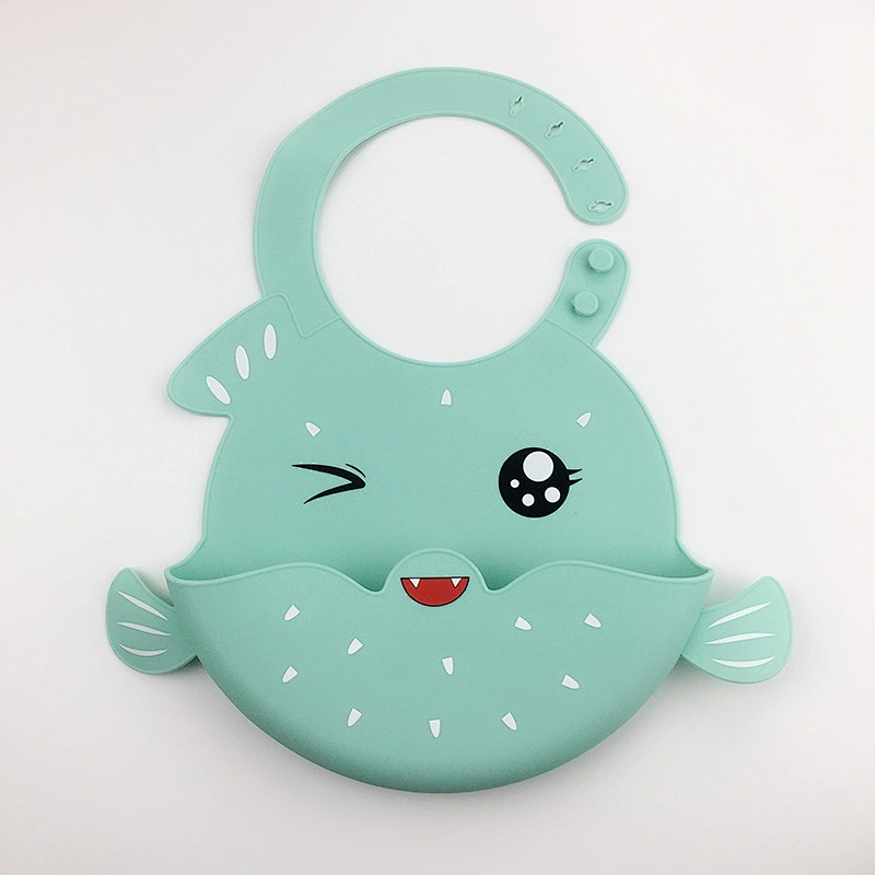 New Design Silicon Waterproof Baby Bibs for Girls and Boys with Catcher
