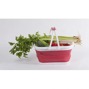 Soft Plastic Silicone Collapsible Shopping Basket  With Handle