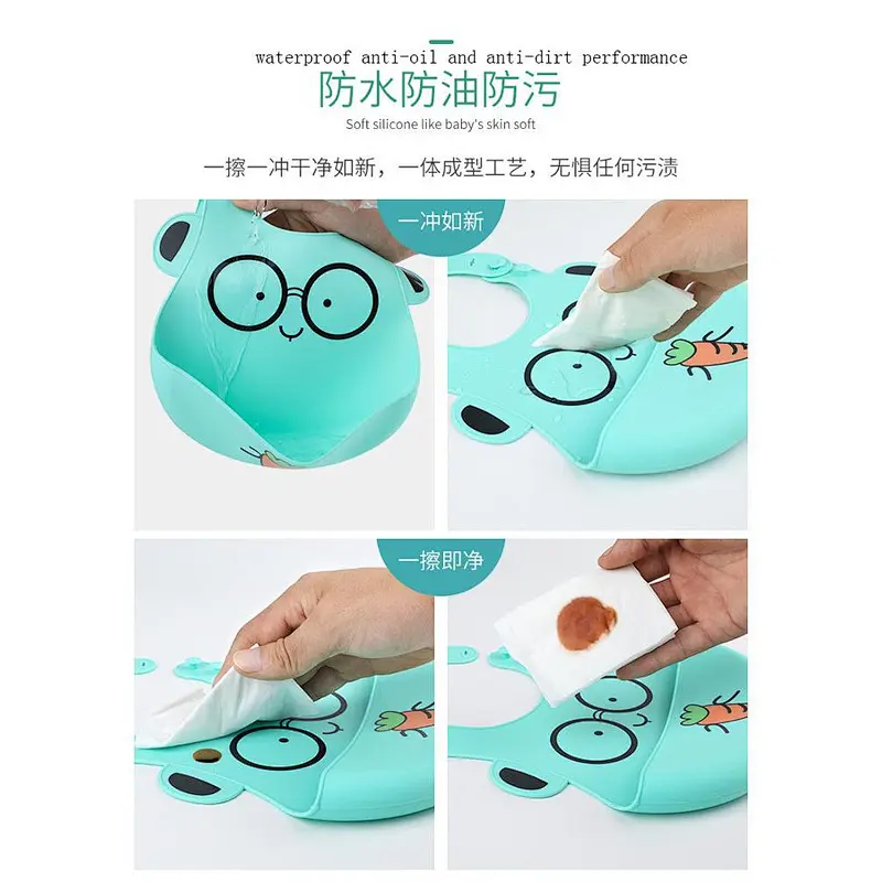 2020 New design custom printed disposable eco-friendly waterproof food-grade silicone rubber baby's bibs for feeding