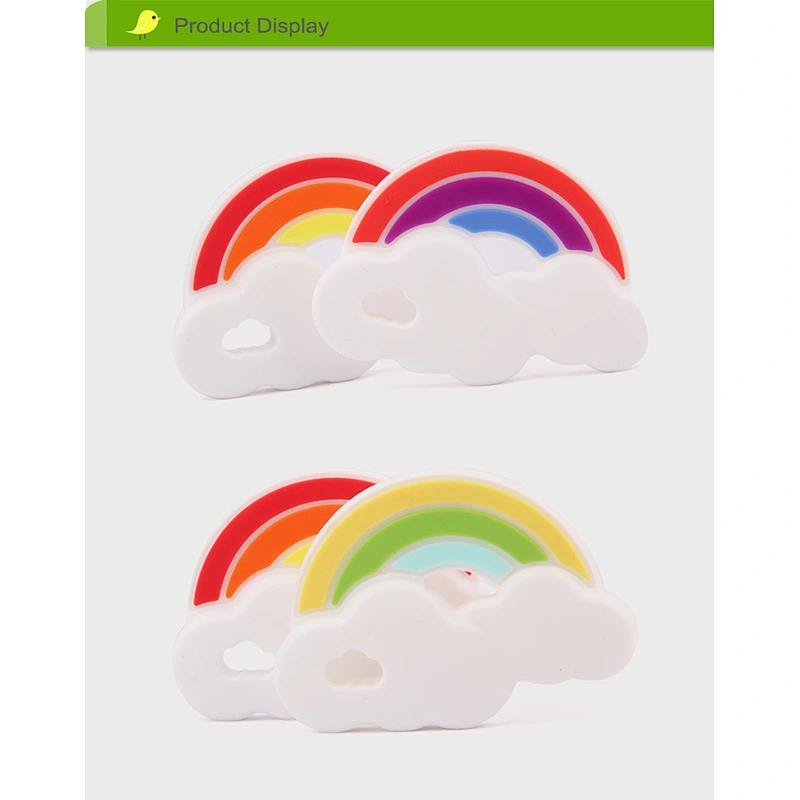 BPA free Funny cute safe food-grade silicone rainbow teether for Baby molars