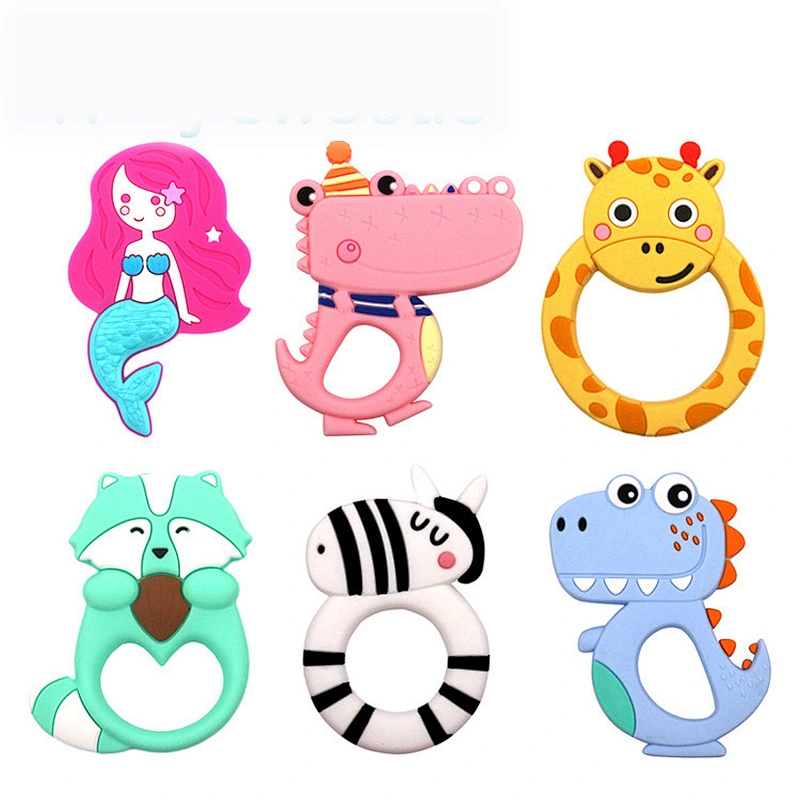 Non-Toxic BPA Free silicone  elephant baby gel teether carton animal soft teether toy