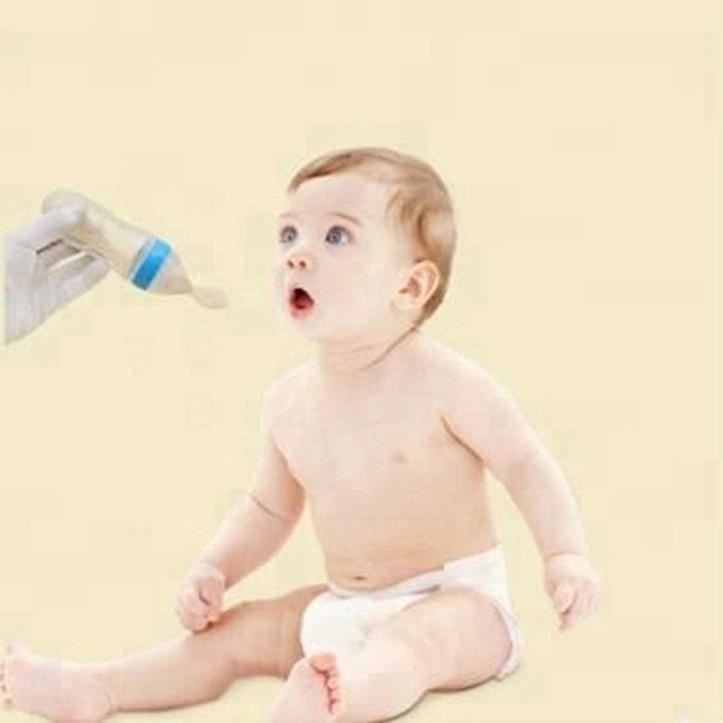 BPA free silicone squeeze bottle spoon baby food feeder