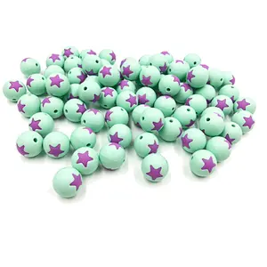 factory wholesale  food grade pentagram star round soft  silicone  baby  teething beads