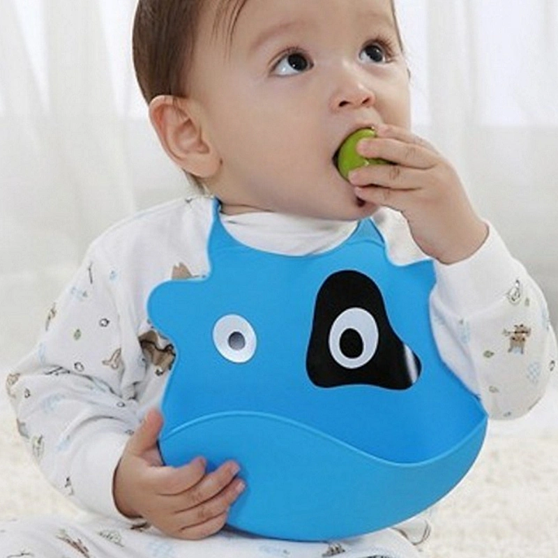 Wholesale Customized Animal waterproof FDA Soft Kids Silicone Baby Bib, Feeding Baby Bibs with pocket