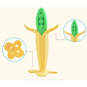 Amazon top sellers BPA free safe soft train brain pean and banana pattern food-grade sillicione teether for baby for feeding