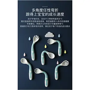 BPA FREE Funny cute safe soft easy to clean food-grade  spoon and fork for Baby for feeding
