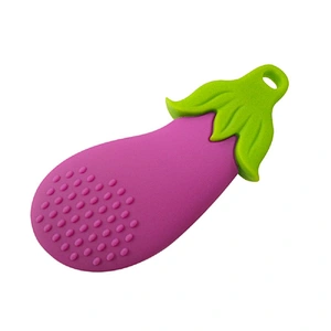 Soft  eggplant silicone baby teether toys