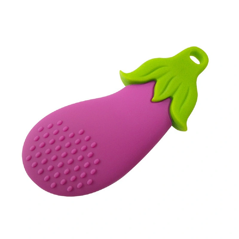Soft  eggplant silicone baby teether toys