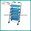 light blue salon trolley with drawers bule cart professional hair salon equipment