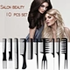 Professional hair tools black comb set of 10 pieces, super affordable