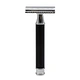 Black glossy metal razor handle custom logo double edge safety razor for mens shaving
