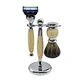 3pcs straight razor stand beard brush and shaving care set for men