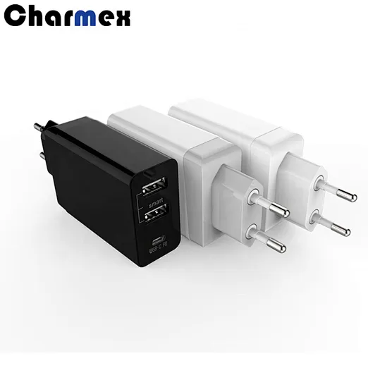 New PD30W Travel Charger Fast Charge Mobile Tablet PC 3 Port Foldable Foot Portable QC Charger
