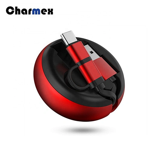 Micro+Type-C Data Cable  2-in-1 Mini USB 2.0 Fast Charging and Data Sync Retractable Cable