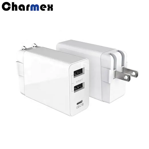 2019New PD30W Travel Charger Fast Charge Mobile Tablet PC 3 Port Foldable Foot Portable QC3.0 Charger