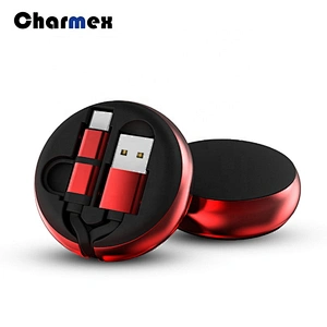 Micro+Type-C Data Cable  2-in-1 Mini USB 2.0 Fast Charging and Data Sync Retractable Cable