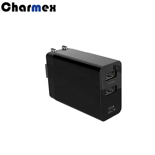 2019New PD30W Travel Charger Fast Charge Mobile Tablet PC 3 Port Foldable Foot Portable QC3.0 Charger