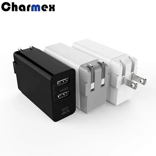 2019New PD30W Travel Charger Fast Charge Mobile Tablet PC 3 Port Foldable Foot Portable QC3.0 Charger