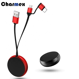Micro+Type-C Data Cable  2-in-1 Mini USB 2.0 Fast Charging and Data Sync Retractable Cable