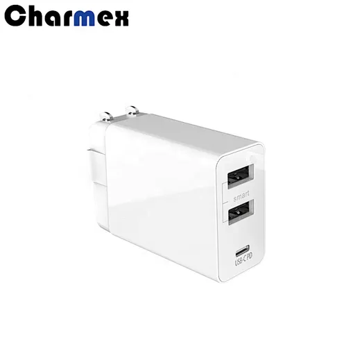 2019New PD30W Travel Charger Fast Charge Mobile Tablet PC 3 Port Foldable Foot Portable QC3.0 Charger