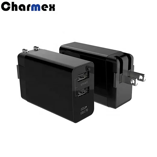 2019New PD30W Travel Charger Fast Charge Mobile Tablet PC 3 Port Foldable Foot Portable QC3.0 Charger