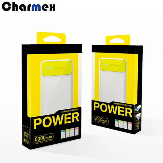 Ultra-thin Power Bank 2A Output Smart Phone Charging Power  Bank 6000mAh Universal