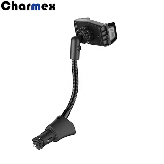 Charmex Magnetic Dual USB Port Car Charger With Gooseneck Phone Holder