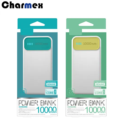 Charmex Ultra-thin Polymer Mobile Phone Power Bank 10000 mAh Portable Power Bank Custom Logo