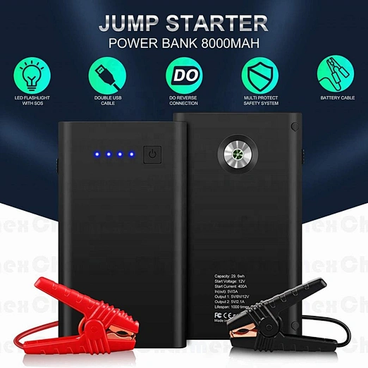 1000A Car Jump Starter Starter Car Battery Power Bank with Dual USB Outputs LED Torch SOS for Emergency Car Jump Starter