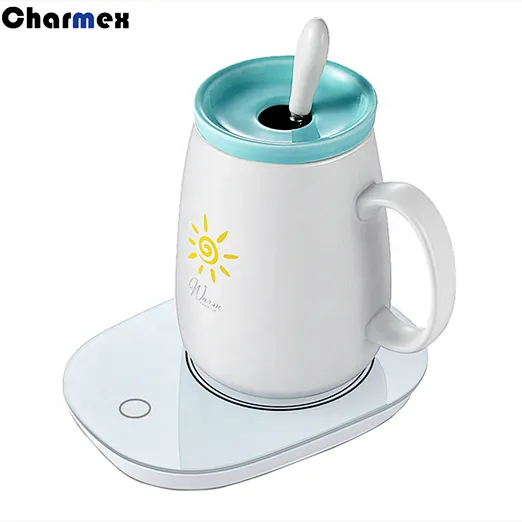 Charmex Warm Cup Electric Heating With Lid And Spoon Heng Cup Creative Gift Temperature 55 Degrees Coaster Warm