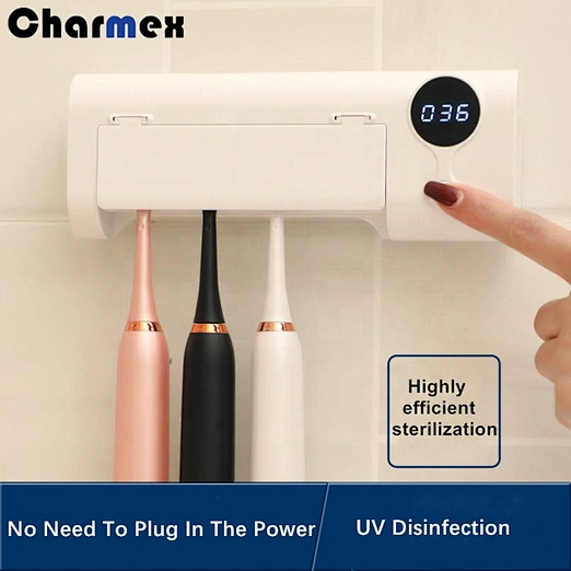 Portable UV Toothbrush Sanitizer Case 2 in 1 light ultraviolet sterilizer with time display and music steriliser