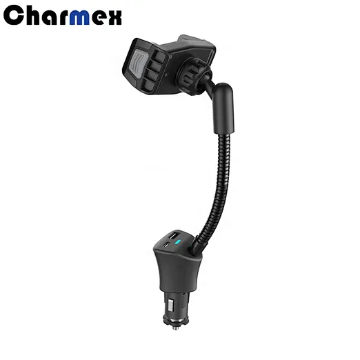 Charmex Magnetic Dual USB Port Car Charger With Gooseneck Phone Holder